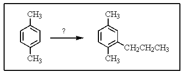 <strong>What reagent(s)would be required to accomplish the following reaction? </strong> A) CH<sub>3</sub>CH<sub>2</sub>C(=O)Cl,AlCl<sub>3</sub> B) CH<sub>3</sub>CH<sub>2</sub>CH<sub>2</sub>Cl,AlCl<sub>3</sub> C) Reagents in A,followed by HCl,Zn(Hg),<font face=symbol></font> D) Reagents in B followed by zinc and HCl E) CH<sub>3</sub>CH=CH<sub>2</sub>,H<sub>2</sub>SO<sub>4</sub>
