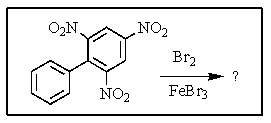 <strong>Carefully consider the effect of the nitro groups on the stability of the intermediates involved as you decide which product(s)the reaction shown provides. </strong> A) <sup> </sup> B) C) D) both A and C E) None of these would be formed.