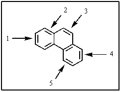 <strong>One of the double bonds in phenanthrene,shown below,is much more reactive than the others.Which one is it? </strong> A) 1 B) 2 C) 3 D) 4 E) 5