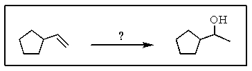 <strong>Which reagents would you expect to accomplish the following transformation? </strong> A) BH<sub>3</sub> then H<sub>2</sub>O<sub>2</sub>,<sup> -</sup>OH B) Hg(O<sub>2</sub>CCH<sub>3</sub>)<sub>2</sub>, H<sub>2</sub>O then NaBH<sub>4</sub> C) H<sub>2</sub>O,H<sup>+</sup> D) KMnO<sub>4</sub>,H<sub>2</sub>O,cold E) cat.OsO<sub>4</sub>,H<sub>2</sub>O<sub>2</sub>