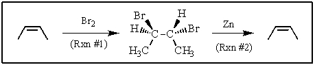 <strong>Considering the following reactions,you conclude that the stereochemistry of reactions #1 and #2 is: </strong> A) anti and syn,respectively B) syn and anti,respectively C) anti and anti,respectively D) syn and syn,respectively E) None of the above.