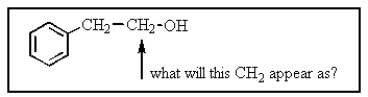<strong>The CH<sub>2</sub> group indicated would most likely appear as what in the proton NMR spectrum? </strong> A) singlet B) doublet C) triplet D) quartet E) pentet