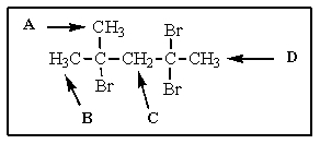 <strong>The most downfield proton NMR signal (i.e.,signal most to the left in the spectrum)in the following molecule would be </strong> A) A B) B C) C D) D E) there is no way to tell