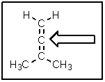 <strong>The following molecule belongs to a class of compounds known as allenes.Based on your knowledge of bonding,predict the hybridization of the carbon atom indicated by the arrow. </strong> A) sp B) sp<sup>2</sup> C) sp<sup>3</sup> D) p-p pi E) a hypervalent carbon