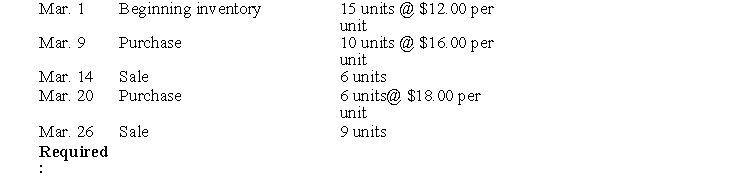 The following information is available for Quest Company: Answer the following questions for Quest Company: a. If FIFO is in use, what is the ending inventory in dollars? b. If periodic LIFO is in use, what is the cost of goods sold? c. If moving average is in use, what is the ending inventory in dollars round calculations to the nearest cent)? d. If weighted average is in use, what is the ending inventory in dollars round unit cost to the nearest cent)?