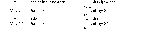 Given the following information for Goode Company: May 19 Sale 4 units Required: Answer the following questions for Goode Company: a. If FIFO is in use, what is the total ending inventory in dollars? b. If perpetual LIFO is in use, what is the cost of goods sold for the month? c. If weighted average is in use, what is the ending inventory? d. If moving average is in use, what is the cost per unit sold for the May 10 sale?