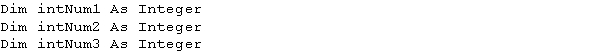 An application needs to generate three random numbers that can be from 1 to 9.The random numbers will be assigned to variables named intNum1,intNum2,and intNum3.Write the necessary statements to generate the random numbers and store them in their respective variables.The following Dim statements are provided: