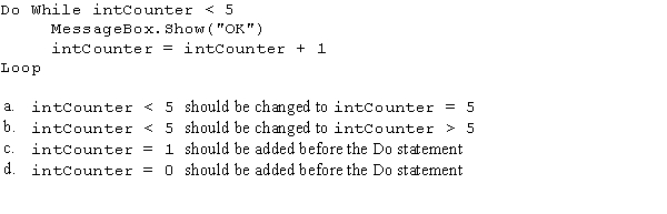The following code is not working properly.The message should display four times.What needs to be changed for the code to work properly?