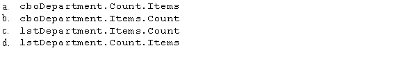 Which of the following statements will determine the number of items in the list portion of the Department combo box?