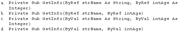 Which of the following is a valid header for a procedure that receives the address of a string variable and the address of an integer?