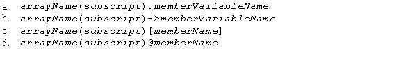 To access a member of a structure variable in an array,you use the syntax ____.