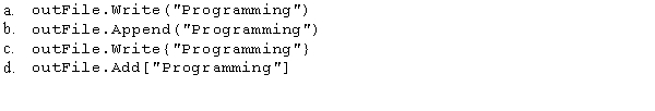 Which of the following statements will write the text Programming to a sequential access file?