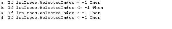 Which of the following determines whether an item is selected in the lstTrees control?