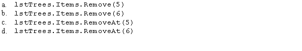 Which of the following removes the sixth item from the lstTrees control?