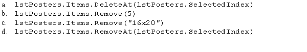 Which of the following statements removes the selected line in the list box?