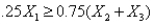 <strong>To specify that must be at most 75% of the blend of , ,and ,we must have a constraint of the form</strong> A) . B) . C) . D) . E) .