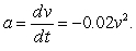 A particle moving along the x-axis encounters a resisting force that results in an acceleration of Given that cm and v = 35 cm/s at t = 0, find the position x as a function of t.