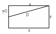 A rectangle is to have an area of 98 in<sup>2</sup>. What should be its dimensions if the distance from one corner to the mid-point of a nonadjacent side is to be a minimum?