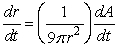 Answer true or false. If A = 3 \pi r<sup>3</sup>, then .