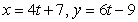 Find the arc length parameterization of the line   that has the same orientation as the given curve and uses   as a reference point.