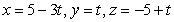 At what point does the line intersect the plane containing the point (0, 0, 1) which is parallel to the xy-plane?
