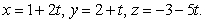 Find the equation of the plane through (5, 5, 11) and perpendicular to