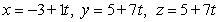 <strong>Find the parametric equations for the line through the point parallel to the vector </strong> A) B) C) D) , z = 1 E)