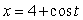 Sketch and identify the curve for by eliminating the parameter t and label the direction of increasing t.