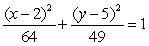 <strong>Find the equation of the ellipse with a major axis length of , a minor axis length of , center at , and foci on .</strong> A) B) C) D) E)