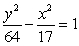 <strong>Find the equation of the hyperbola with foci and vertices units apart.</strong> A) B) C) D) E)