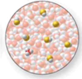 <strong>The image shows a molecular-level representation of part of a solution after HF is dissolved in water.(Besides water, there are 6 HF molecules, 1 H<sub>3</sub>O<sup>+</sup> ion, and 1 F<sup>-</sup> ion present in the solution.) Which of the following best describes HF? </strong> A)strong acid B)strong base C)weak acid D)weak base E)amphoteric