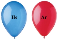 <strong>The two balloons shown in the figure have the same volume, and are at the same temperature and pressure.Which balloon has the greater number of gas particles, and why?  </strong> A)The Ar balloon has fewer molecules than the He balloon. B)The density of the Ar balloon is greater than the density of the He balloon. C)The mass of the He balloon is greater than the mass of the Ar balloon. D)The CO<sub>2</sub> balloon is more buoyant than the O<sub>2</sub> balloon. E)The He balloon has fewer moles than the He balloon. <div style=padding-top: 35px> 