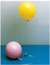 <strong>The figure shows two balloons.They are at the same temperature and pressure, and contain equal volumes of gas, but one is floating, and the other is not.Suggest a possible composition for the contents of the balloons.  </strong> A)The floating balloon contains CO<sub>2</sub>, while the other contains SO<sub>2</sub>. B)The floating balloon contains SO<sub>2</sub>, while the other contains CO<sub>2</sub>. C)The floating balloon contains Ne, while the other contains CO<sub>2</sub>. D)The floating balloon contains Ar, while the other contains He. E)None of these answers could be correct. <div style=padding-top: 35px> 
