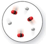 When the mixture of molecules shown in the molecular-level image undergoes complete reaction, all of these molecules are converted to products.Which of the following reactions could this represent?