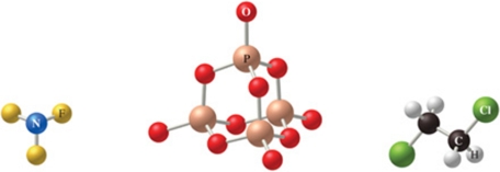 <strong>The correct formulas for the compounds in the figure are: </strong> A)NF<sub>3</sub>, P<sub>4</sub>O<sub>10</sub>, C<sub>2</sub>H<sub>4</sub>C<sub>l2</sub><sub> </sub> B)NF<sub>3</sub>, P<sub>4</sub>O<sub>8</sub>, C<sub>2</sub>H<sub>4</sub>C<sub>l2</sub><sub> </sub> C)NF<sub>3</sub>, P<sub>4</sub>O<sub>10</sub>, C<sub>2</sub>H<sub>2</sub>C<sub>l4</sub><sub> </sub> D)NF<sub>4</sub>, P<sub>3</sub>O<sub>10</sub>, C<sub>2</sub>H<sub>2</sub>C<sub>l4</sub><sub> </sub> E)NF<sub>4</sub>, P<sub>3</sub>O<sub>10</sub>, C<sub>2</sub>H<sub>2</sub>C<sub>l2</sub><sub> </sub>