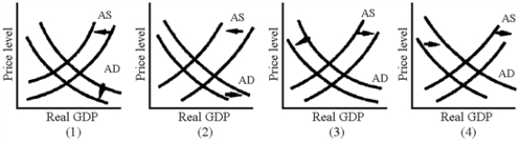 Figure 20-4 -Which of the situations illustrated in Figure 20-4 shows a currency appreciation leading to disinflation?