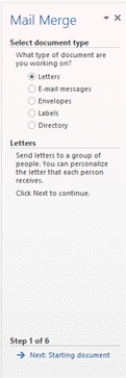   -Which step of the mail merge process is shown in the accompanying figure?
