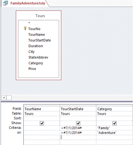 In the query shown in the accompanying figure,what sort orders have been specified?