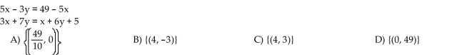 Solve the system of equations by the substitution method.