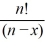 <strong>The number of ways to arrange x successes among n trials is equal to</strong> A) . B) . C) . D) .