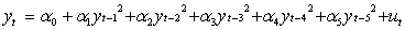 <strong>Which of the following is the most plausible test regression for determining whether a series y contains ARCH effects?</strong> A) B) C) D)