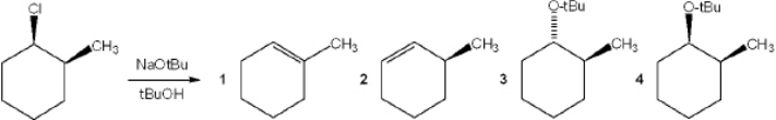 <strong>What is the major organic product obtained from the following reaction?  </strong> A) 1 B) 2 C) 3 D) 4 <div style=padding-top: 35px> 