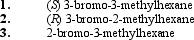 What are the major products formed upon treatment of (E) 3-methyl-2-hexene with HBr in the absence of peroxides?