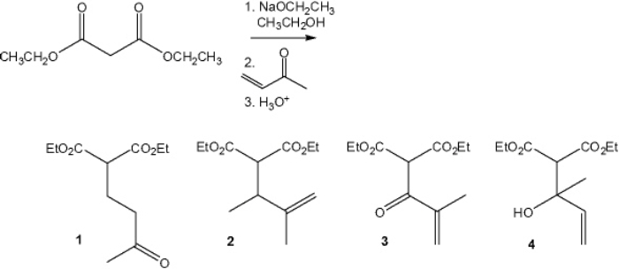 <strong>What is the major organic product obtained from the following reaction? </strong> A) 1 B) 2 C) 3 D) 4