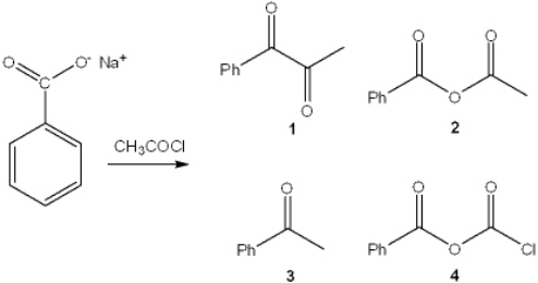 <strong>What is the major organic product obtained from the following reaction? </strong> A) 1 B) 2 C) 3 D) 4