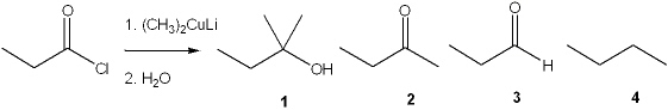 <strong>What is the major organic product obtained from the following reaction? </strong> A) 1 B) 2 C) 3 D) 4