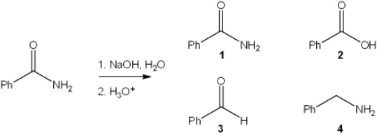 <strong>What is the major organic product obtained from the following reaction? </strong> A) 1 B) 2 C) 3 D) 4