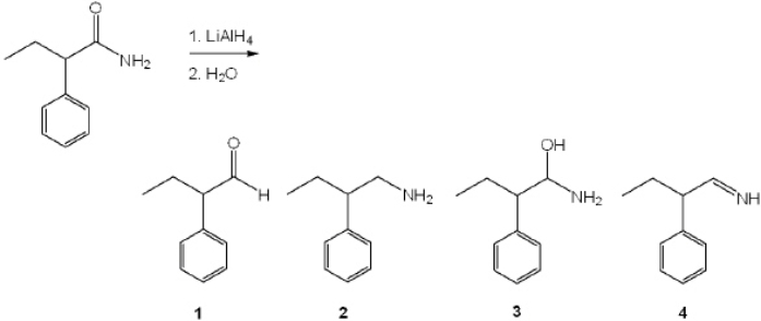 <strong>What is the major organic product obtained from the following reaction? </strong> A) 1 B) 2 C) 3 D) 4