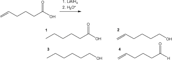 <strong>What is the major organic product obtained from the following reaction? </strong> A) 1 B) 2 C) 3 D) 4