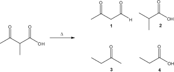 <strong>What is the major organic product obtained from the following reaction? </strong> A) 1 B) 2 C) 3 D) 4